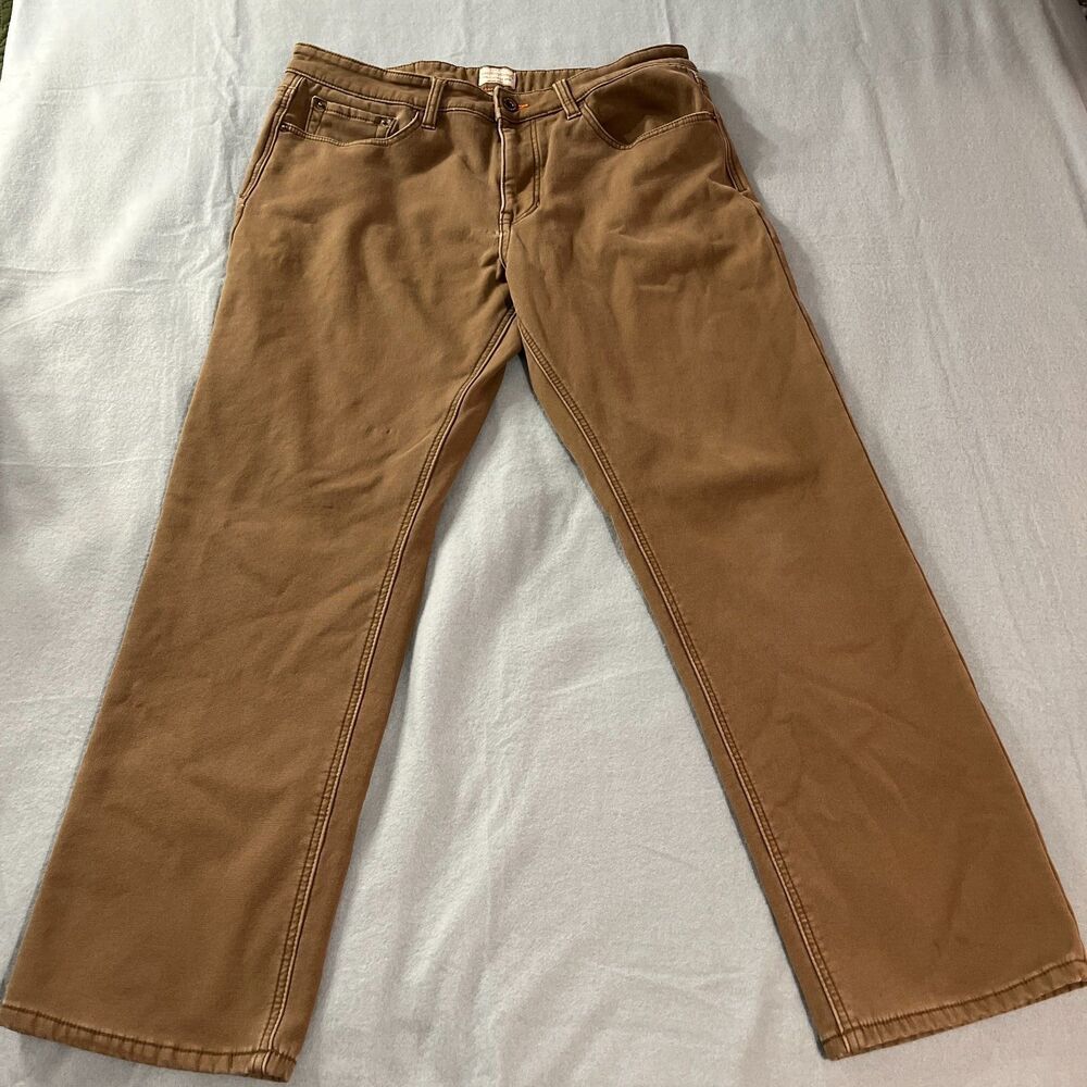 Weatherproof Fleece Lined  Canvas Pants Mens 36x29 Brown Workwear Outdoor